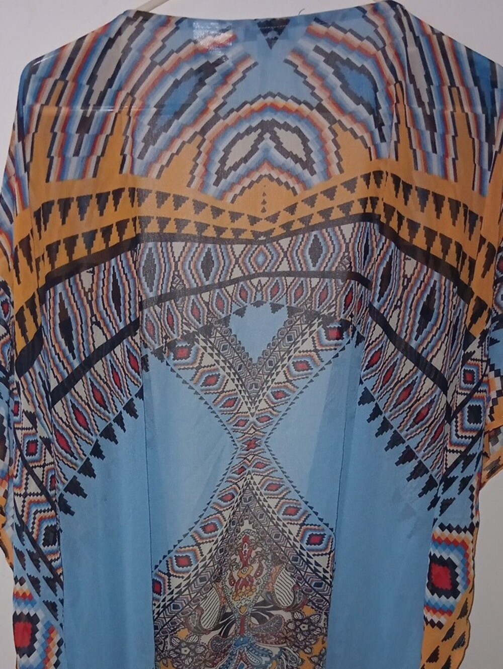 PATRONS OF PEACE Blue & Mustard Geometric WOMENS Shirt - Picture 5 of 5